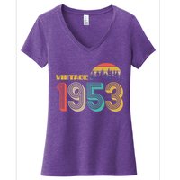 Vintage 1953 Sun Wilderness 70th Birthday Women's V-Neck T-Shirt