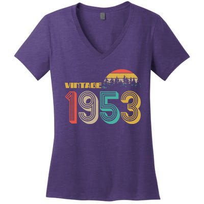 Vintage 1953 Sun Wilderness 70th Birthday Women's V-Neck T-Shirt