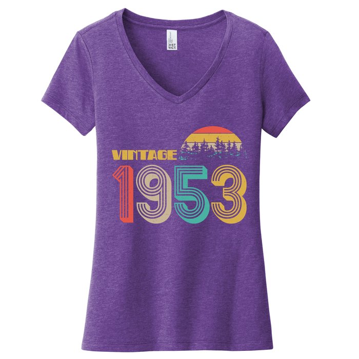 Vintage 1953 Sun Wilderness 70th Birthday Women's V-Neck T-Shirt
