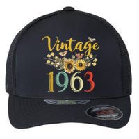 Vintage 1963 Sunflower 60th Birthday Awesome Since 1963 Flexfit Unipanel Trucker Cap