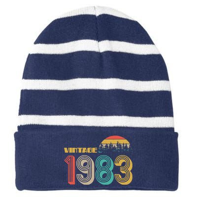 Vintage 1983 Sun Wilderness 40th Birthday Striped Beanie with Solid Band