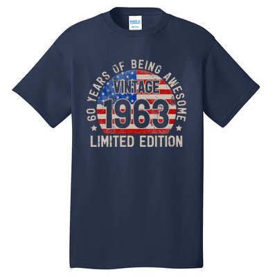 Vintage 1963 Turning 60 BDay 60 Years Old 60th Birthday Tall T-Shirt