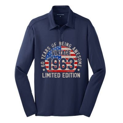 Vintage 1963 Turning 60 BDay 60 Years Old 60th Birthday Silk Touch Performance Long Sleeve Polo