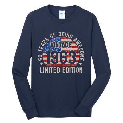 Vintage 1963 Turning 60 BDay 60 Years Old 60th Birthday Tall Long Sleeve T-Shirt