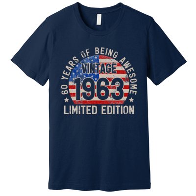 Vintage 1963 Turning 60 BDay 60 Years Old 60th Birthday Premium T-Shirt