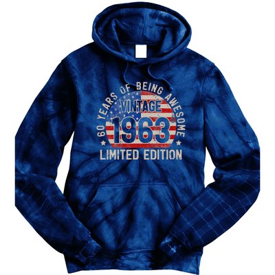 Vintage 1963 Turning 60 BDay 60 Years Old 60th Birthday Tie Dye Hoodie