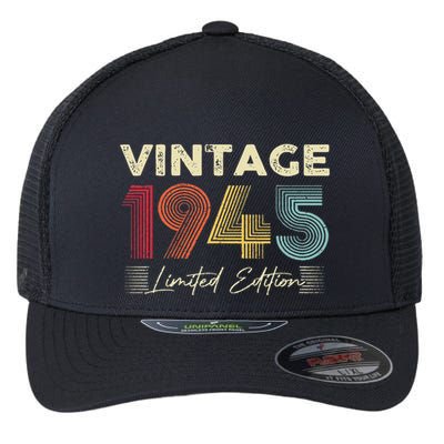 Vintage 1945 Wedding Anniversary Born In 1945 Birthday Party Flexfit Unipanel Trucker Cap
