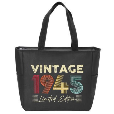 Vintage 1945 Wedding Anniversary Born In 1945 Birthday Party Zip Tote Bag