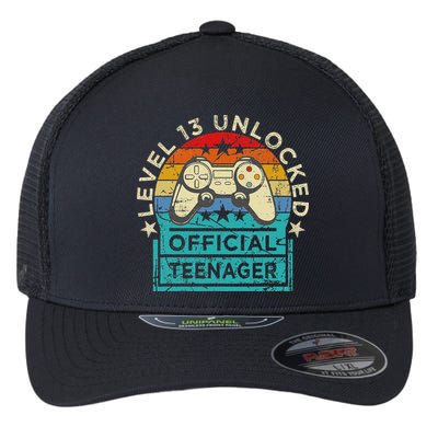 Vintage 13 Years Old Gamer Level 13 Official Teenager Flexfit Unipanel Trucker Cap