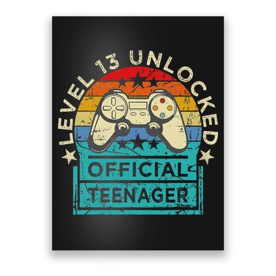 Vintage 13 Years Old Gamer Level 13 Official Teenager Poster