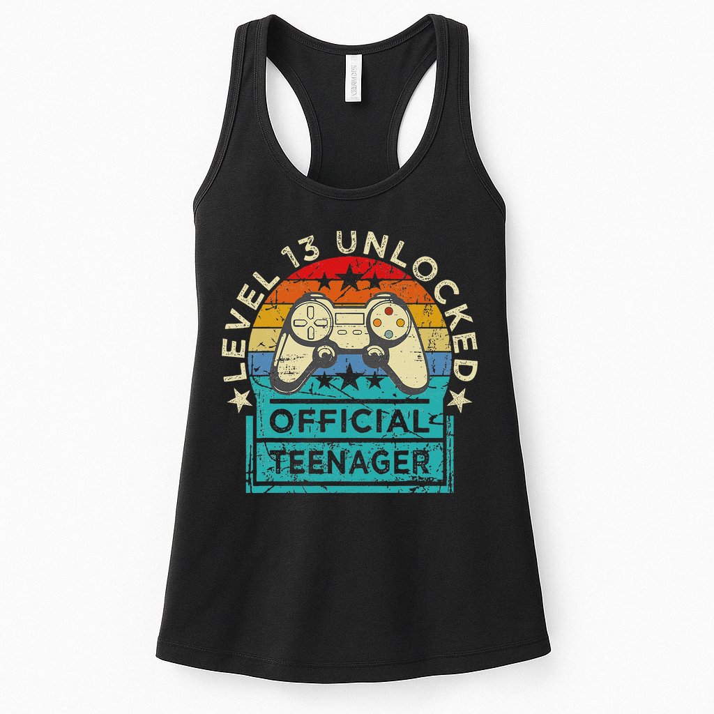 Vintage 13 Years Old Gamer Level 13 Official Teenager Womens Tank Top