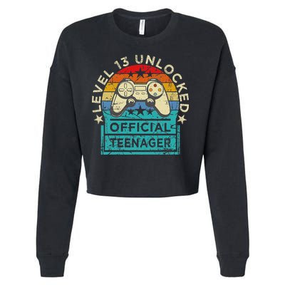 Vintage 13 Years Old Gamer Level 13 Official Teenager Cropped Pullover Crew
