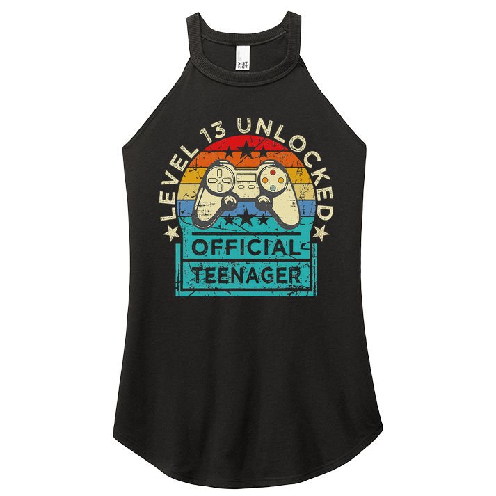 Vintage 13 Years Old Gamer Level 13 Official Teenager Women's Perfect Tri Rocker Tank