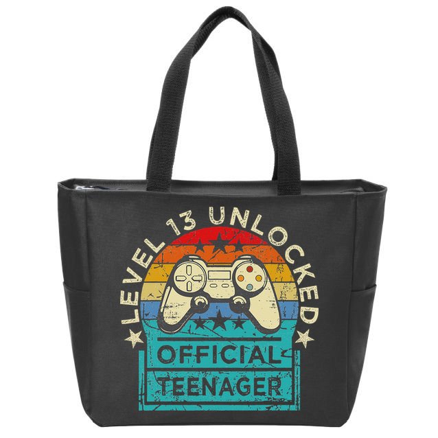 Vintage 13 Years Old Gamer Level 13 Official Teenager Zip Tote Bag