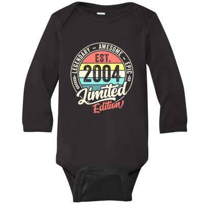 Vintage 18 Year Old Est 2004 Limited Edition 18th Birthday Baby Long Sleeve Bodysuit