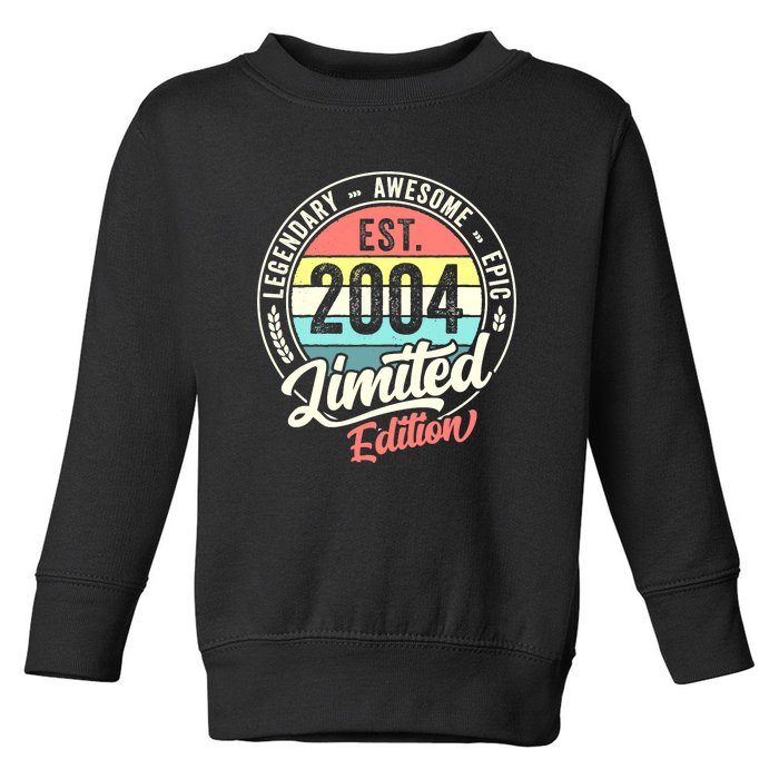 Vintage 18 Year Old Est 2004 Limited Edition 18th Birthday Toddler Sweatshirt