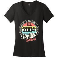 Vintage 18 Year Old Est 2004 Limited Edition 18th Birthday Women's V-Neck T-Shirt