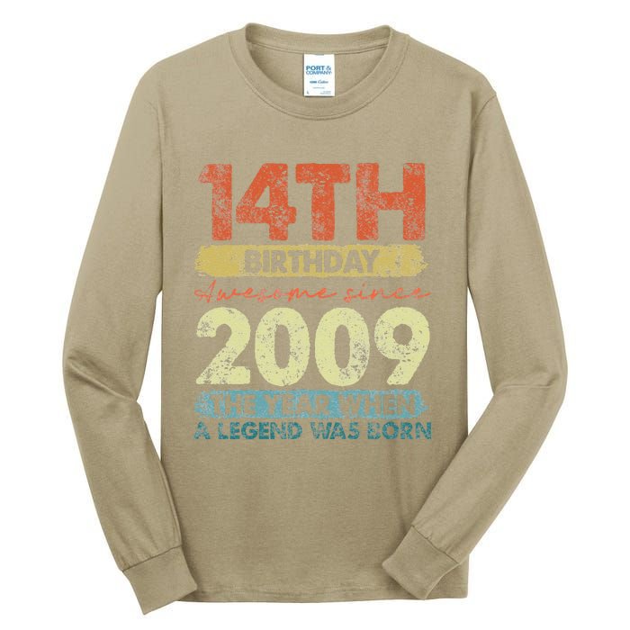 Vintage 2009 14 Year Old Gifts Limited Edition 14th Birthday Tall Long Sleeve T-Shirt