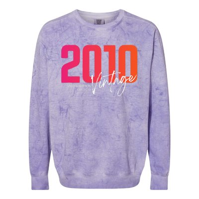 Vintage 2010 13 Year Old Birthday Born In 2010 13th Birthday Colorblast Crewneck Sweatshirt