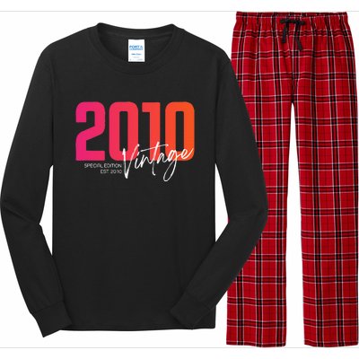 Vintage 2010 13 Year Old Birthday Born In 2010 13th Birthday Long Sleeve Pajama Set