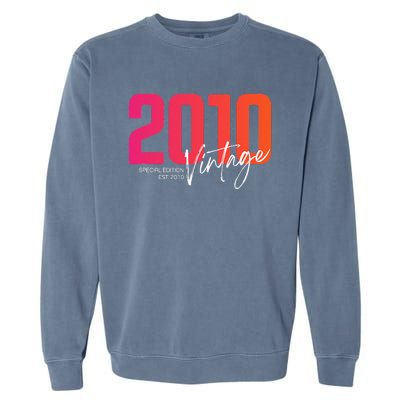 Vintage 2010 13 Year Old Birthday Born In 2010 13th Birthday Garment-Dyed Sweatshirt