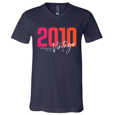 Vintage 2010 13 Year Old Birthday Born In 2010 13th Birthday V-Neck T-Shirt