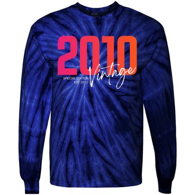 Vintage 2010 13 Year Old Birthday Born In 2010 13th Birthday Tie-Dye Long Sleeve Shirt