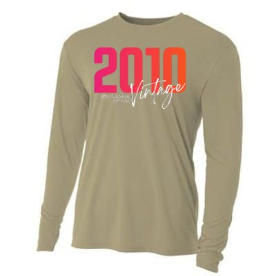 Vintage 2010 13 Year Old Birthday Born In 2010 13th Birthday Cooling Performance Long Sleeve Crew