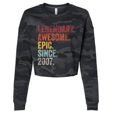 Vintage 2007 15th Birthday Legendary Awesome Epic Since 2007 Pullover Hoodie Cropped Pullover Crew