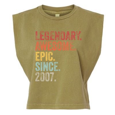 Vintage 2007 15th Birthday Legendary Awesome Epic Since 2007 Pullover Hoodie Garment-Dyed Women's Muscle Tee