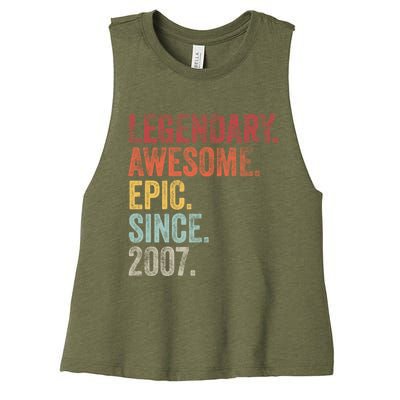 Vintage 2007 15th Birthday Legendary Awesome Epic Since 2007 Pullover Hoodie Women's Racerback Cropped Tank