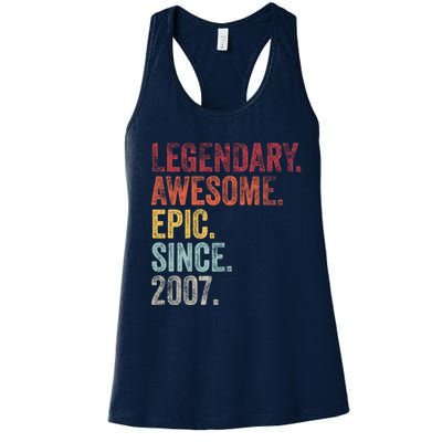 Vintage 2007 15th Birthday Legendary Awesome Epic Since 2007 Pullover Hoodie Women's Racerback Tank