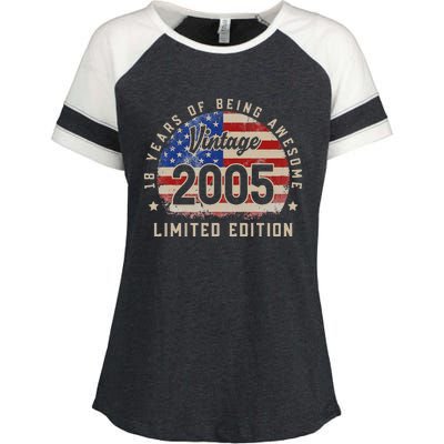 Vintage 2005 18 Years of Being Awesome Gifts 18th Birthday Enza Ladies Jersey Colorblock Tee