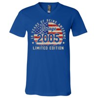 Vintage 2005 18 Years of Being Awesome Gifts 18th Birthday V-Neck T-Shirt