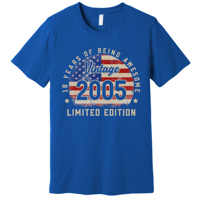 Vintage 2005 18 Years of Being Awesome Gifts 18th Birthday Premium T-Shirt