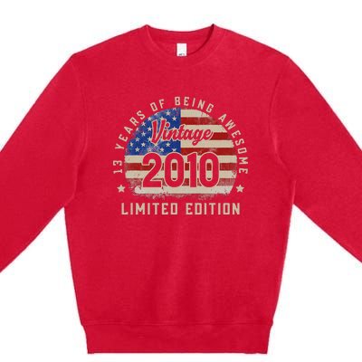 Vintage 2010 13 Years of Being Awesome Gifts 13th Birthday Premium Crewneck Sweatshirt