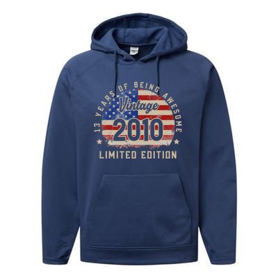 Vintage 2010 13 Years of Being Awesome Gifts 13th Birthday Performance Fleece Hoodie