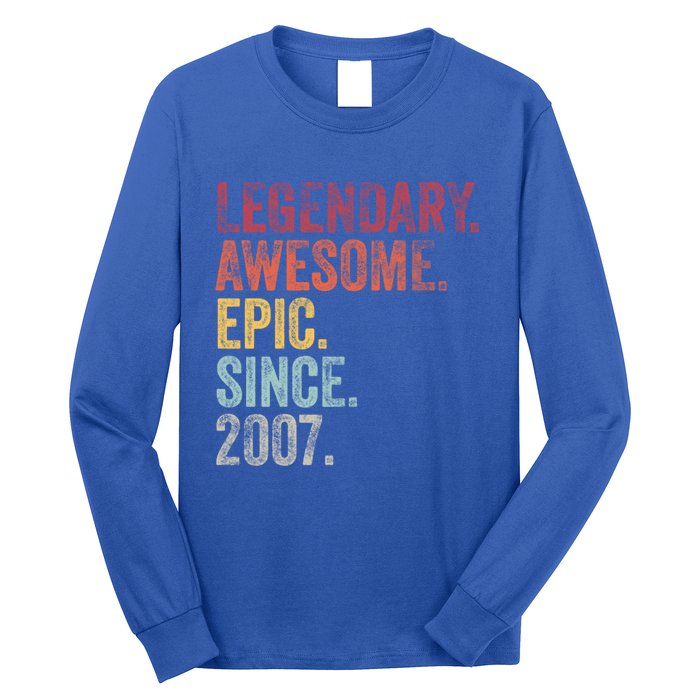 Vintage 2007 15th Birthday Legendary Awesome Epic Since 2007 Cute Gift Long Sleeve Shirt