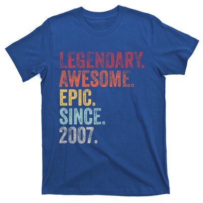 Vintage 2007 15th Birthday Legendary Awesome Epic Since 2007 Cute Gift T-Shirt