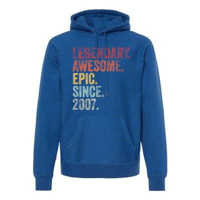 Vintage 2007 15th Birthday Legendary Awesome Epic Since 2007 Cute Gift Premium Hoodie