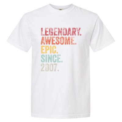 Vintage 2007 15th Birthday Legendary Awesome Epic Since 2007 Cute Gift Garment-Dyed Heavyweight T-Shirt