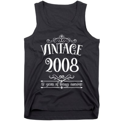 Vintage 2008 17 Years Of Being Awesome 17th Birthday Tank Top