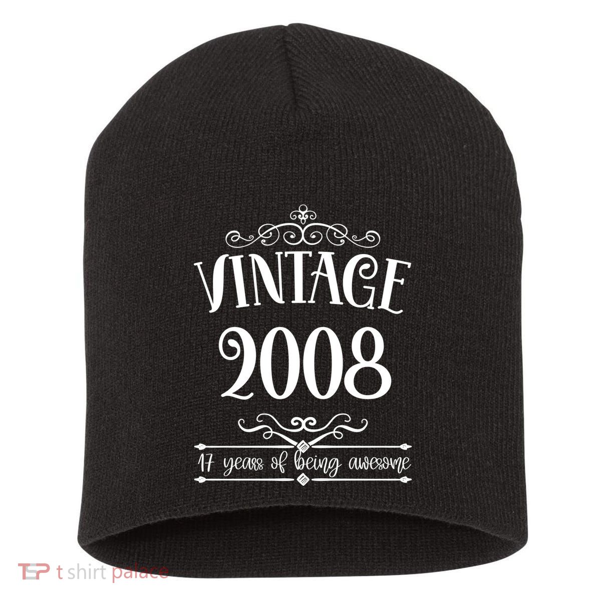 Vintage 2008 17 Years Of Being Awesome 17th Birthday Short Acrylic Beanie