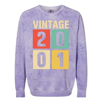 Vintage 2001 21st Birthday Celebration Colorblast Crewneck Sweatshirt