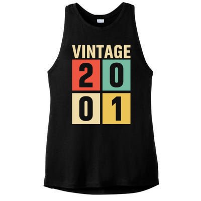 Vintage 2001 21st Birthday Celebration Ladies PosiCharge Tri-Blend Wicking Tank