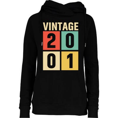 Vintage 2001 21st Birthday Celebration Womens Funnel Neck Pullover Hood