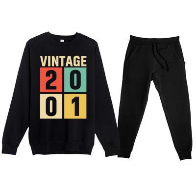 Vintage 2001 21st Birthday Celebration Premium Crewneck Sweatsuit Set