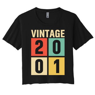 Vintage 2001 21st Birthday Celebration Women's Crop Top Tee