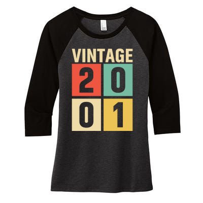 Vintage 2001 21st Birthday Celebration Women's Tri-Blend 3/4-Sleeve Raglan Shirt