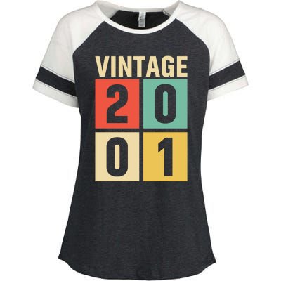 Vintage 2001 21st Birthday Celebration Enza Ladies Jersey Colorblock Tee